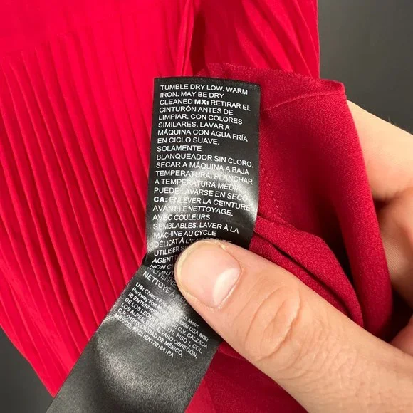 WHBM | Size 14. Red Crepe Pleated dress - Picture 12 of 13